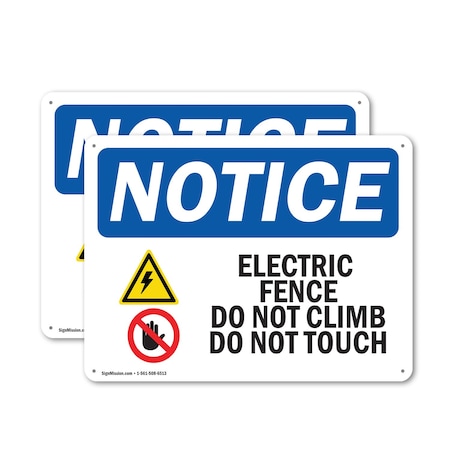 Signmission Electric Fence Do Not Climb OSHA Notice Sign, Plastic, 24in W x 18in L, 2PK OS-2PACK-NS-P-1824-L-11624